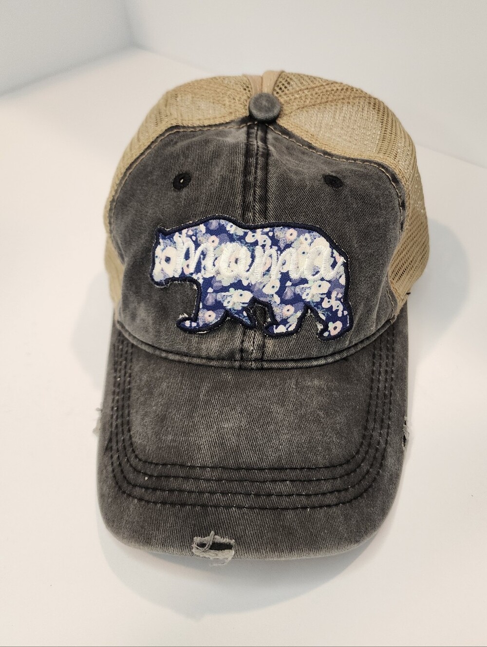 Southern Junkie Distressed Mama Bear Ponytail Hat